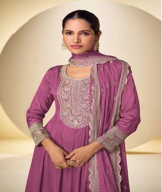 DESIGNER WEDDING PARTY WEAR REAL CHINON SHARARA PALLAZO SALWAR SUIT GL NARGIS 7569 COLOR