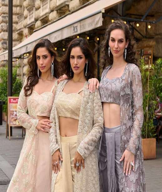 DESIGNER WEDDING PARTY WEAR REAL CREPE SILK BLOUSE KOTI DHOTI STYLE SALWAR SUIT SY HASEENA 10132-10134