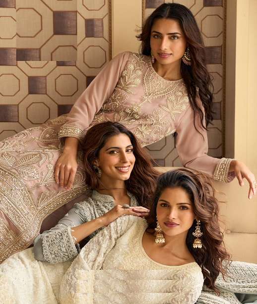 DESIGNER WEDDING PARTY WEAR REAL GEORGETTE READYMADE PALLAZO SALWAR SUIT SY RISHTA 10163-10165