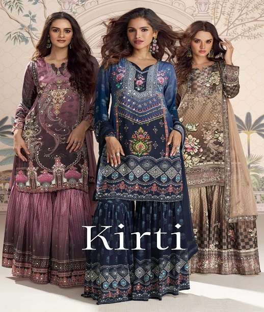 INDIAN DESIGNER FANCY WEDDING PARTY WEAR REAL CREPE PALLAZO SHARARA SALWAR SUIT SY KIRTI 10181-10185