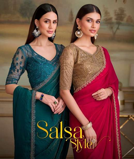 WEDDING SEASON DESIGNER PARTY WEAR GEORGETTE SAREE WITH SILK BLOUSE COLLECTION SM TFH 8101-8116