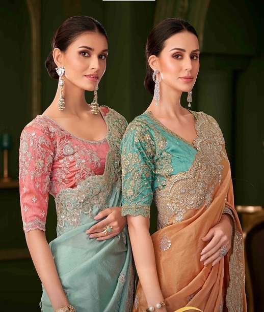 WEDDING SEASON DESIGNER PARTY WEAR SARTIN GEORGETTE HEAVY SAREE COLLECTION SM TFH SARVARATNA 201-212