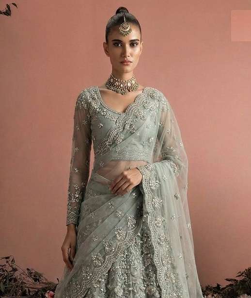 BEST QUALITY INDIAN DESIGNER BRIDAL WEDDING WEAR BOLLYWOOD LEHENGA ALZ 1075 COLOR