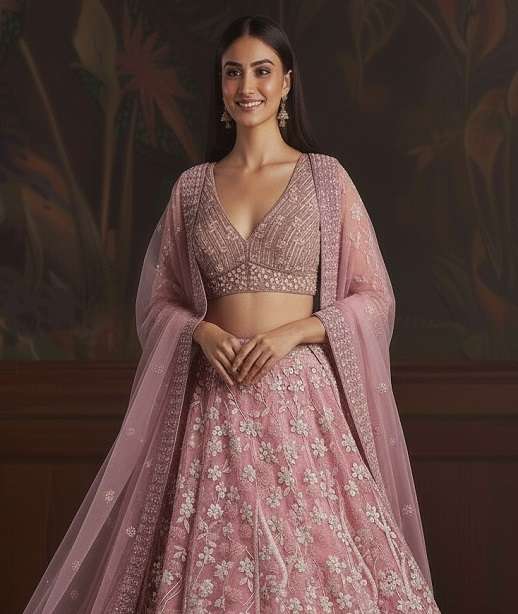 DESIGNER BOLLYWOOD BRIDAL WEDDING PARTY WEAR NET LEHENGA CHOLI SENHORA DRESSES SM PC RAVEENA A1-A4