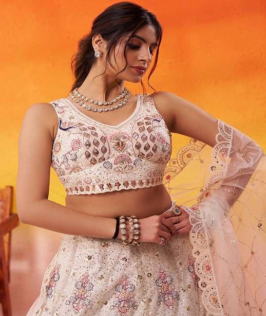DESIGNER BOLLYWOOD BRIDAL WEDDING PARTY WEAR NET LEHENGA CHOLI SENHORA DRESSES NT 6246 COLORS