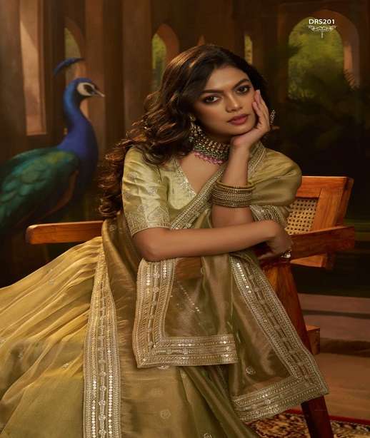 DESIGNER BOLLYWOOD BRIDAL WEDDING PARTY WEAR ORGANZA SILK LEHENGA CHOLI SENHORA DRESSES DST 199-202