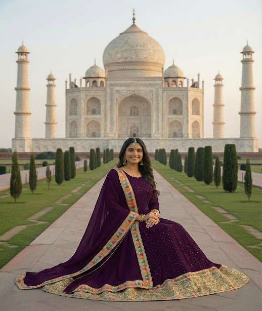 DESIGNER FANCY ANARKALI SALWAR SUIT FOR WEDDING PARTY WEAR IN GEORGETTE FABRIC KB 3308 COLOR