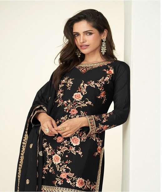 DESIGNER FANCY PARTY WEAR PREMIUM CHINON SHARARA SALWAR SUIT PALAZZO AF GOURI 10380-10383