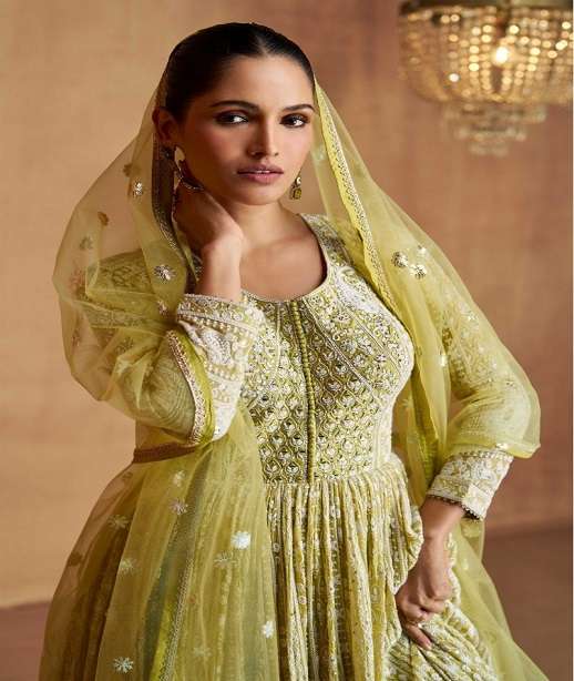 DESIGNER FANCY WEDDING PARTY WEAR REAL GEORGETTE ANARKALI SALWAR SUIT GOWN GL ROYAL 7490-7491