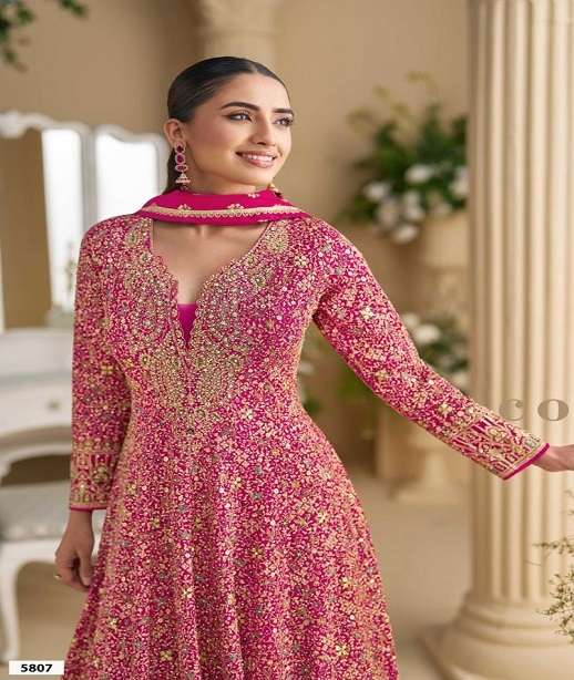 DESIGNER FANCY WEDDING PARTY WEAR REAL GEORGETTE ANARKALI SALWAR SUIT GOWN RH PARAMPARA 5807 COLOR