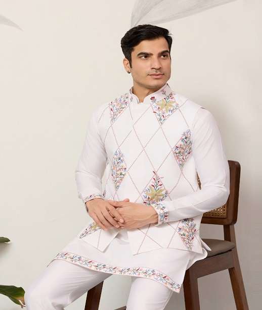 DESIGNER PARTY WEAR READYMADE INDIAN MENS SILK KOTI KURTA KF 21061-21063