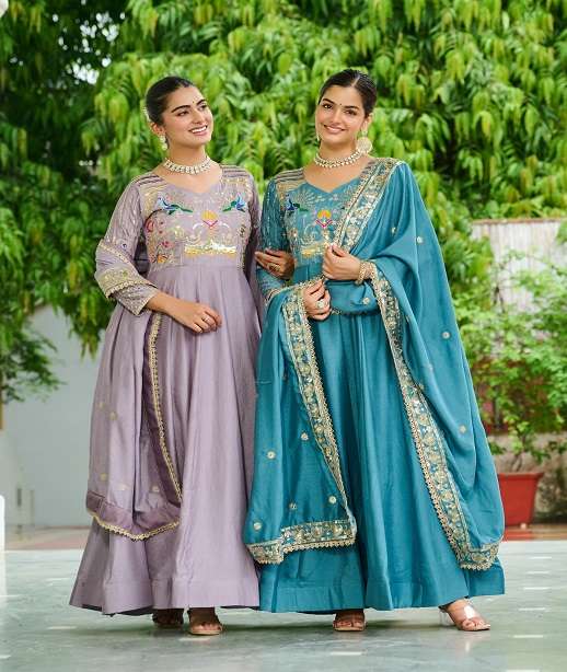 DESIGNER READYMADE VICHITRA SILK ANARKALI GOWN COLLECTION LW 9299 COLOR