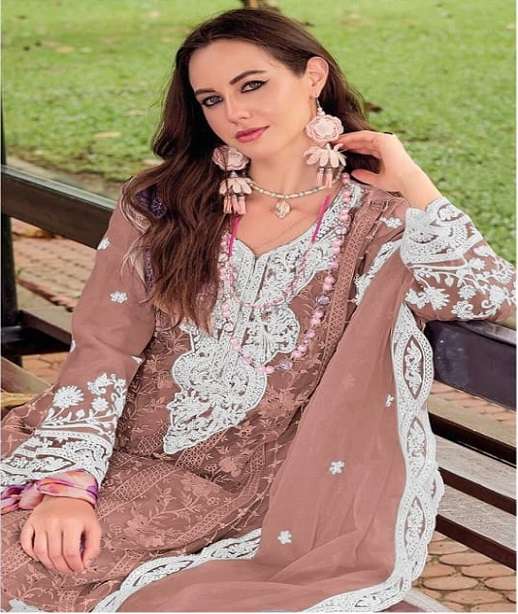 DESIGNER WEDDING PARTY WEAR CRUNCHY FABRIC PAKISTANI SALWAR SUIT SHF 1199 COLOR