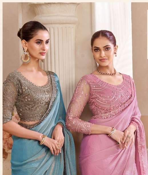 DESIGNER WEDDING PARTY WEAR FENDY SILK SAREE WITH SEQUENCE WORK COLLECTION SM ANMOL KIANA 2301-2315