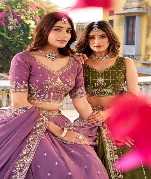 INDIAN DESIGNER BOLLYWOOD WEDDING PARTY WEAR CRUSH SILK LEHENGA CHOLI LNB 1475 COLOR