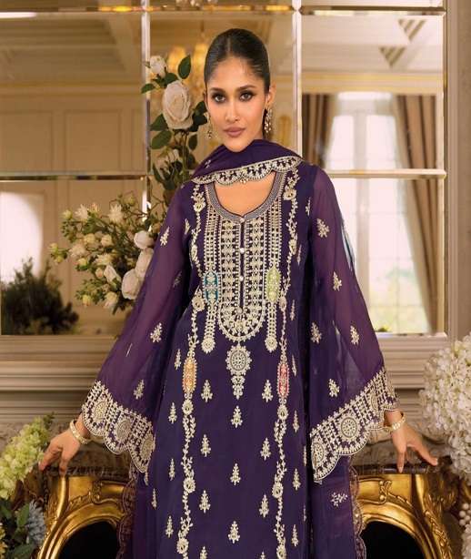 INDIAN DESIGNER FANCY WEDDING PARTY WEAR CHINON SILK FANCY SALWAR SUIT HT 1898-1900