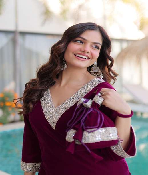 INDIAN DESIGNER FANCY WEDDING PARTY WEAR VELVET SHARARA SALWAR PALAZZO SUIT LW 9308 KU 1228 COLOR