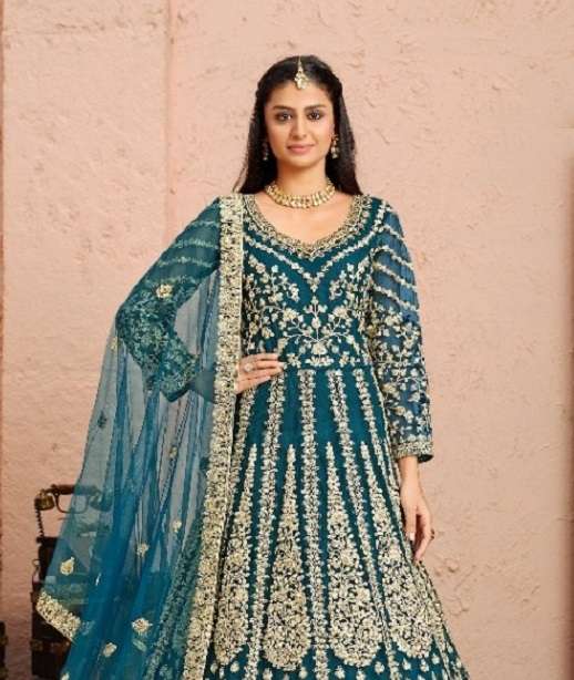 INDIAN DESIGNER PARTY WEAR ANARKALI SALWAR SUIT LONG GOWN IN HEAVY NET ANY 3001-3004