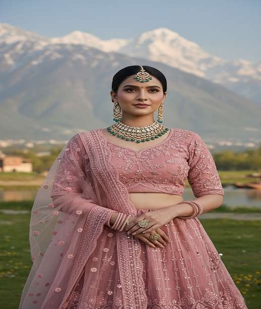 PREMIUM DESIGNER FANCY WEDDING PARTY WEAR EXCLUSIVE HEAVY NET LEHENGA CHOLI SENHORA DRESSES SUNSHINE 7101-7102