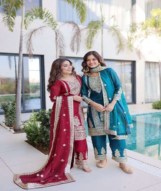 DESIGNER FANCY PARTY WEAR FENDY SILK READYMADE SALWAR SUIT KU 1232 COLOR