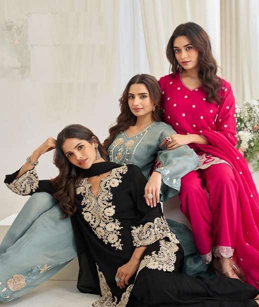 DESIGNER FANCY PARTY WEAR PREMIUM CHINON READYMADE SALWAR SUIT SY KAJAL 10236-10237 10274-10276