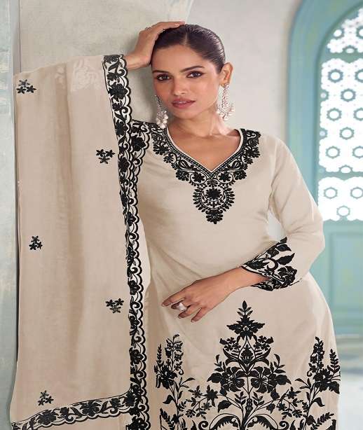 DESIGNER FANCY PARTY WEAR REAL CHINON READYMADE SHARARA SALWAR SUIT PALAZZO GL MEHER 7664 COLOR