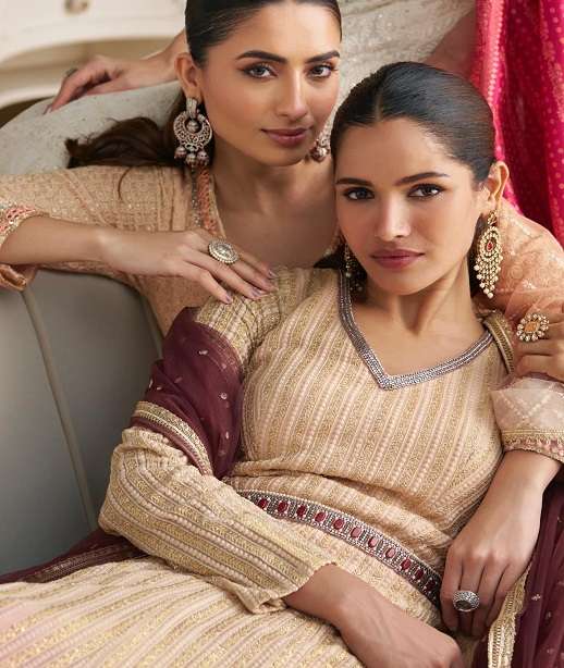 DESIGNER FANCY WEDDING PARTY WEAR REAL GEORGETTE ANARKALI SALWAR SUIT CHIKANKARI WORK GOWN SY DAWAT 5834-5837