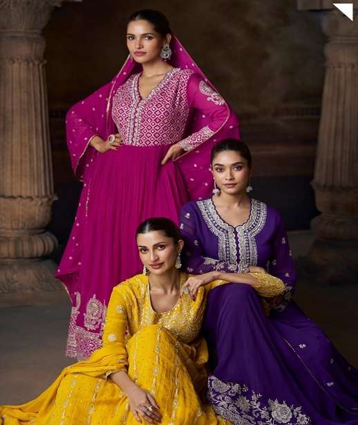 DESIGNER FANCY WEDDING PARTY WEAR REAL GEORGETTE ANARKALI SALWAR SUIT GOWN SY SAADAGI 5774-5776