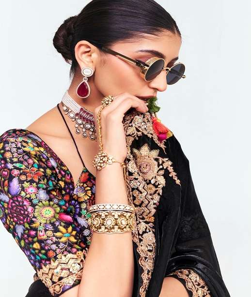 DESIGNER PARTY WEAR HEAVY SILK SAREE WITH SEQUENCE THREAD WORK COLLECTION SM KIMORA 2291-2301