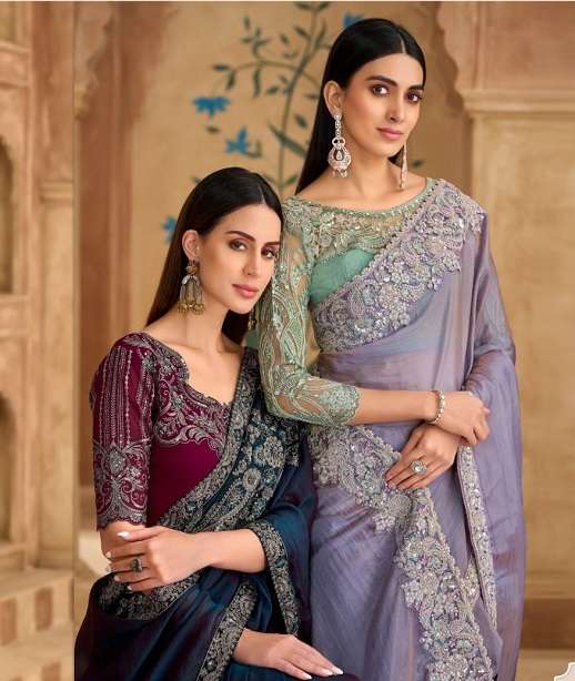 DESIGNER WEDDING PARTY WEAR FANCY SILK SAREE WITH SEQUENCE WORK COLLECTION SM TFH 1601-1618