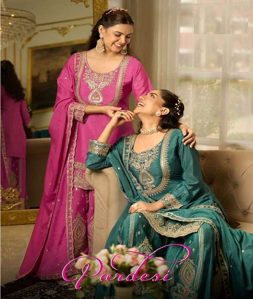 DESIGNER WEDDING PARTY WEAR REAL CHINON SHARARA SALWAR SUIT NVN SANIKA 1901-1904