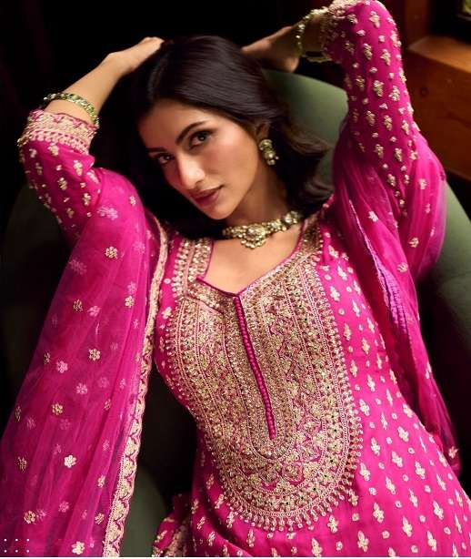 DESIGNER WEDDING PARTY WEAR REAL GEORGETTE READYMADE TOP SKIRT DUPATTA SALWAR SUIT SY SUREENA 10145-10147