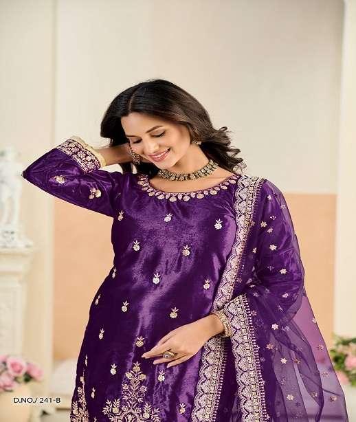 DESIGNER WEDDING PARTY WEAR VELVET PATIYALA SALWAR SUIT ANY 241 COLOR