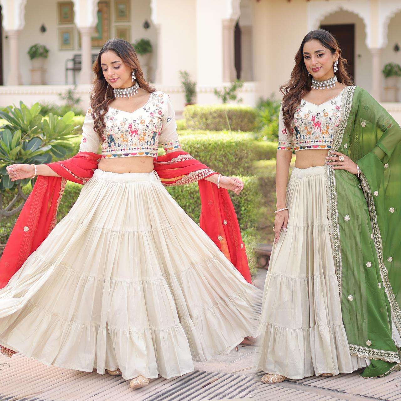 INDIAN DESIGNER BOLLYWOOD WEDDING PARTY WEAR COSMOS SILK LEHENGA CHOLI KU 5061 COLOR