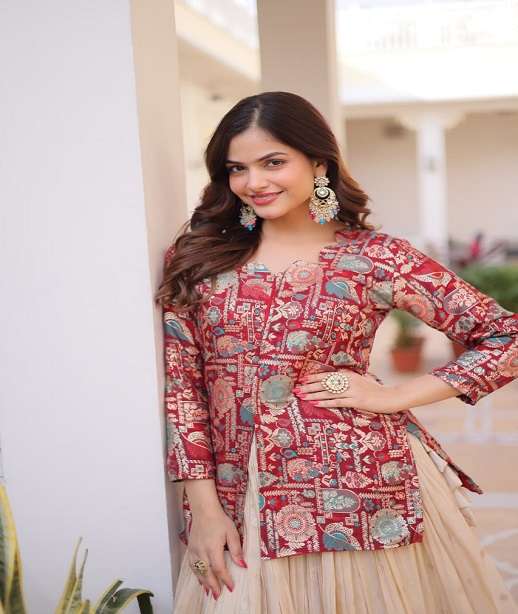 INDIAN DESIGNER FANCY WEDDING PARTY WEAR JACQUARD SILK TOP SKIRT SALWAR SUIT LW 7157 COLOR