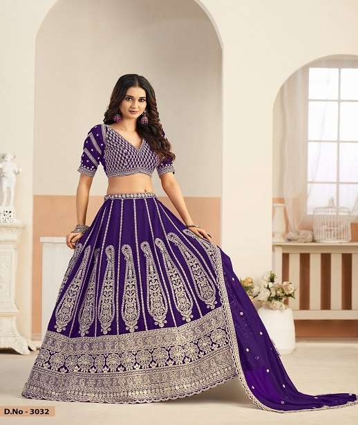 DESIGNER BOLLYWOOD BRIDAL WEDDING PARTY WEAR REAL GEORGETTE LEHENGA CHOLI ANY 3031-3034