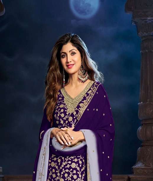 DESIGNER FANCY PARTY WEAR VISCOSE DOLA SILK PATIYALA SALWAR SUIT CP 724 COLOR