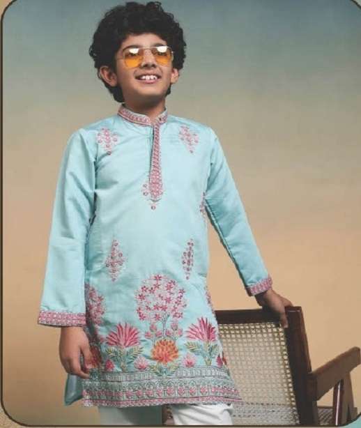 DESIGNER KIDS WEAR KURTA SET VISCOSE SILK KIDS KURTA PANT SET KF 91121-91128