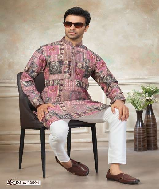 DESIGNER PARTY WEAR READYMADE MENS COTTON KURTA TT 42001-42004