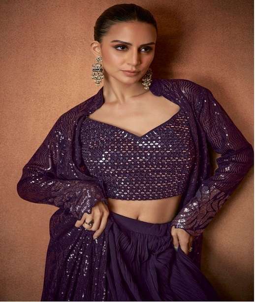 DESIGNER WEDDING PARTY WEAR REAL GEORGETTE KOTI BLOUSE SHARARA SUIT LEHENGA STYLE GL VIVAH 7579 COLOR