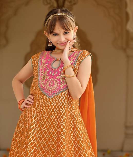DESIGNER WEDDING PARTY WEAR SHARARA SALWAR SUIT COLLECTION FOR BABY GIRLS IN CHINON EB ESHA 39-41