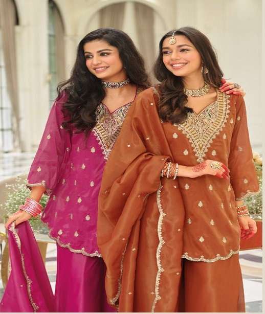 DESIGNER WEDDING PARTY WEAR SIMAR SILK SHARARA SALWAR SUIT EB LOTUS 2181-2182