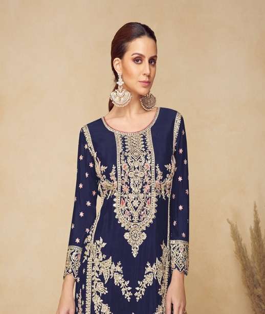 DESIGNER WEDDING PARTY WEAR VISCOSE CHINON SHARARA SALWAR SUIT CP 717 COLOR
