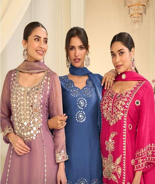 EID SPECIAL REAL MIRROR WORK FANCY SIMAR SILK SHARARA SALWAR SUIT PALAZZO SUIT SY 10311-10313