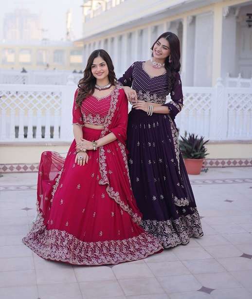 INDIAN DESIGNER BOLLYWOOD WEDDING PARTY WEAR FAUX BLOOMING LEHENGA CHOLI KU 5064 COLOR