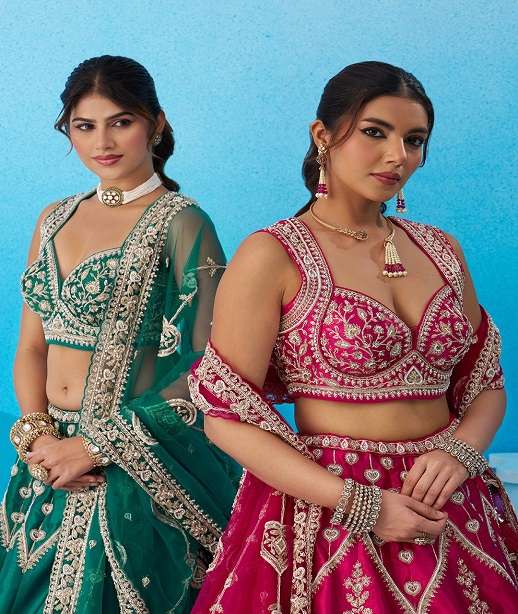 DESIGNER BOLLYWOOD BRIDAL WEDDING PARTY WEAR PREMIUM SILK LEHENGA CHOLI SENHORA DRESSES NT 6227 COLOR