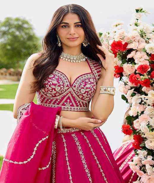 DESIGNER BOLLYWOOD BRIDAL WEDDING PARTY WEAR PREMIUM SILK LEHENGA CHOLI SENHORA DRESSES NT 6215 COLOR