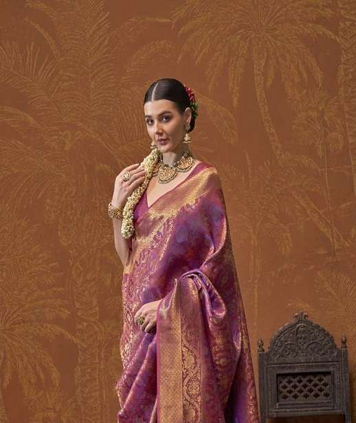 DESIGNER FANCY WEDDING PARTY WEAR DESIGNER HANDLOO SILK FABRIC SAREE SM RJT KALAA 21001-21006