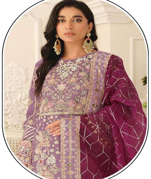 DESIGNER WEDDING PARTY WEAR CHIFFON PAKISTANI SALWAR SUIT JG 5244 COLOR