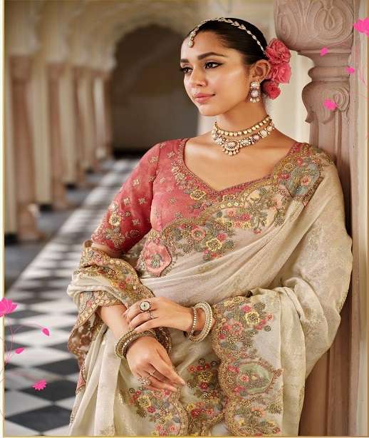 DESIGNER WEDDING PARTY WEAR FANCY SILK SAREE WITH THREAD SEQUENCE WORK COLLECTION SM TATHASTU 7801-7812